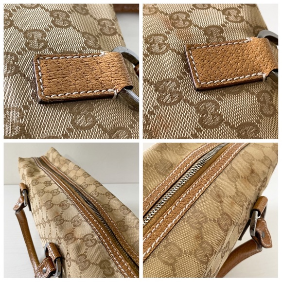 ❤️SOLD❤️Gucci beige monogram canvas orange leather trim satchel bag - Picture 8 of 12